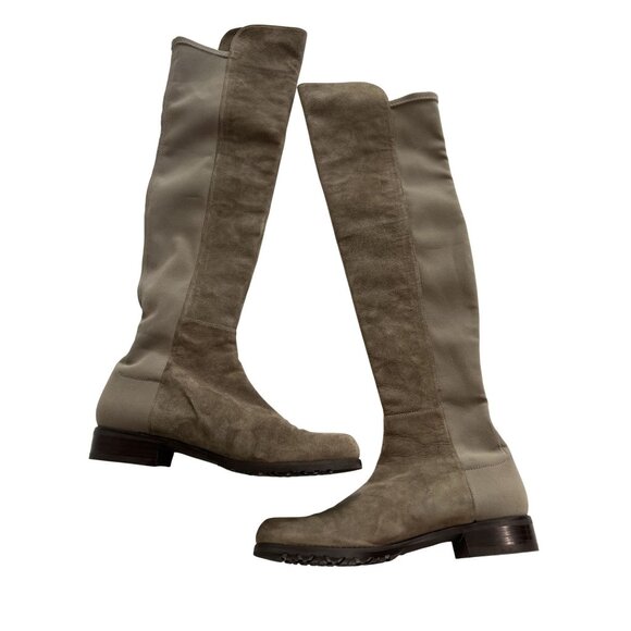 Stuart Weitzman 5050 Bold Suede Over The Knee Boots in Brown